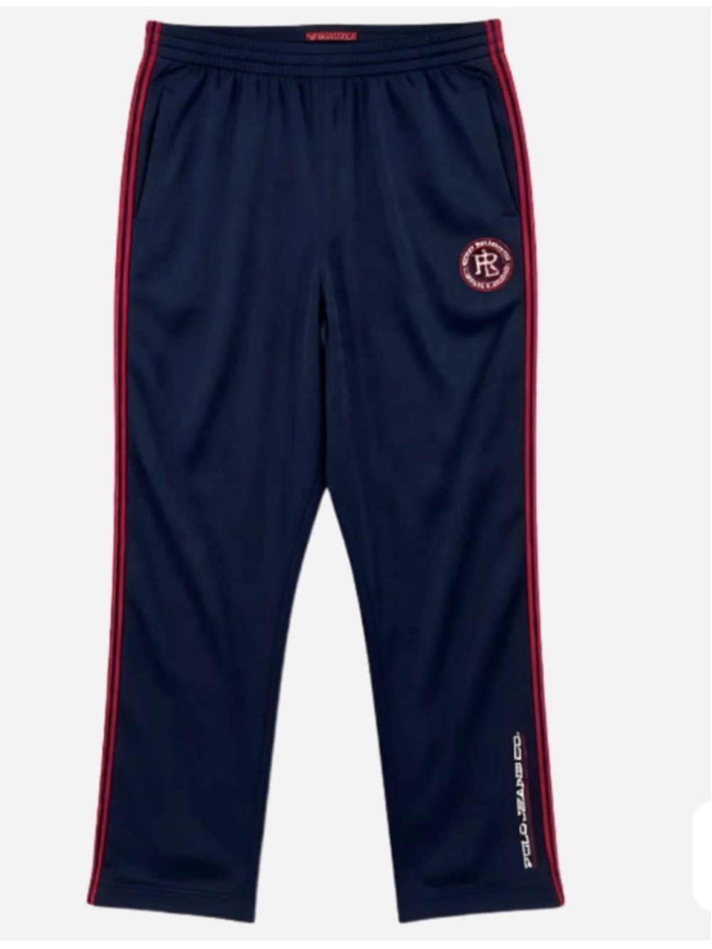 Vintage Y2K Polo Jeans Co Ralph Lauren Track Pants Navy Red Stripe Logo XXL Vint